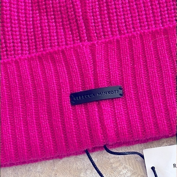 Brand New Rebecca Minkoff Hot Pink Beanie Ribbed Knit Hat w/ Embroidered Stars main image 7